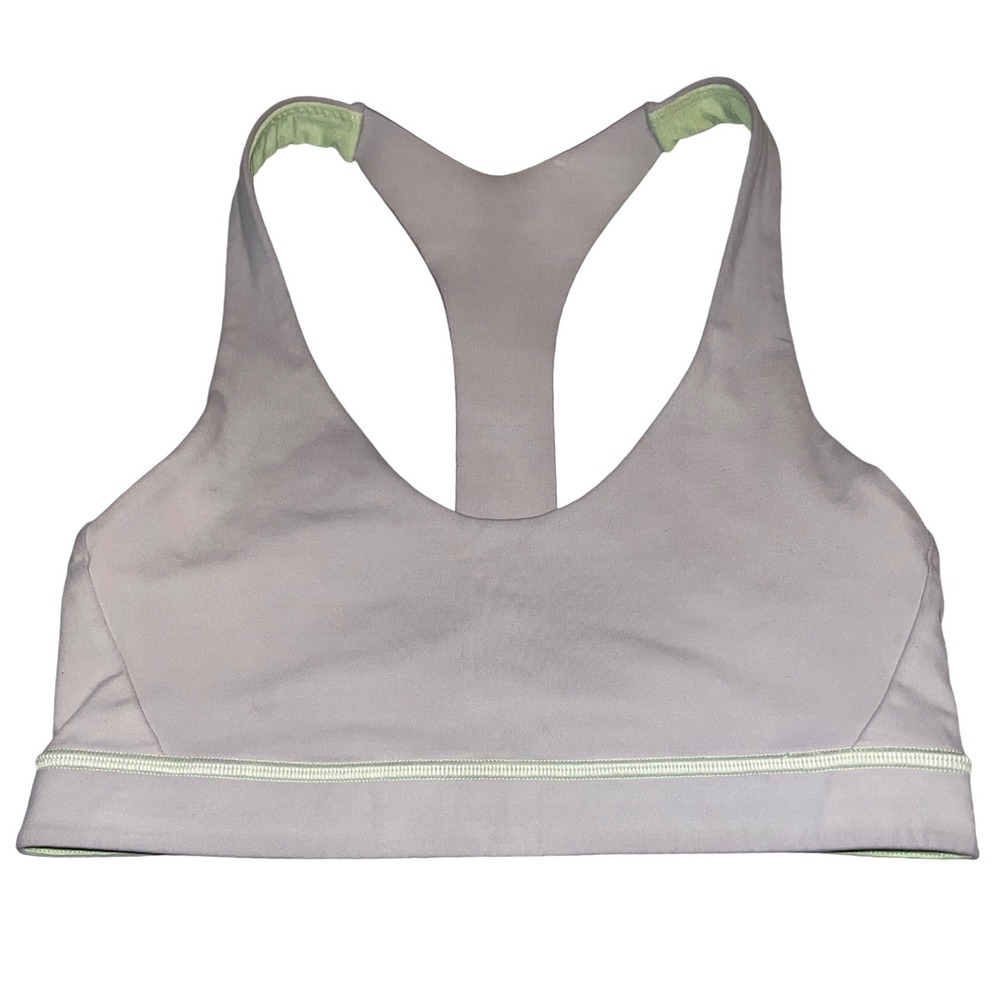 Lululemon Break Free Bra Nulu Fabric Grey/Cool Mint Size 6‎ EUC